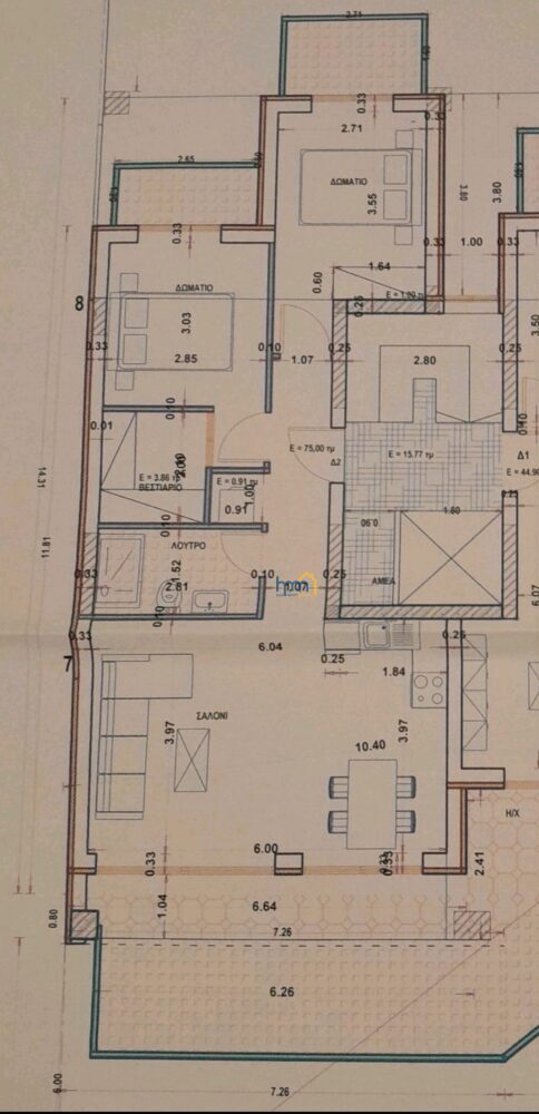 Θέρμη, Κέντρο γκαρσονιέρα 1ου ορόφου, 52,62τμ, 1 υπνοδωμάτιο, σκ, λουτρό. Τιμή 145000€