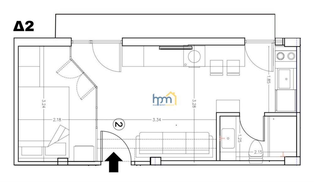 (for sale) Residential Studio || Thessaloniki Center / Voulgari - Ntepo - Martiou - 34.0sq.m, 1 B/R,128.000€