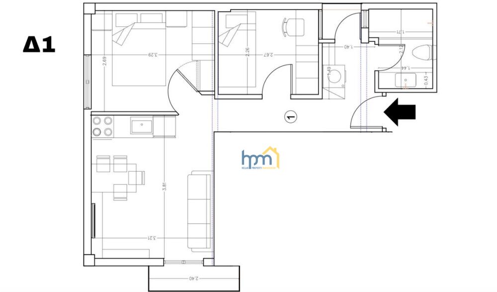 (for sale) Residential Apartment || Thessaloniki Center / Voulgari - Ntepo - Martiou - 53.0sq.m, 2 B/R,155.000€