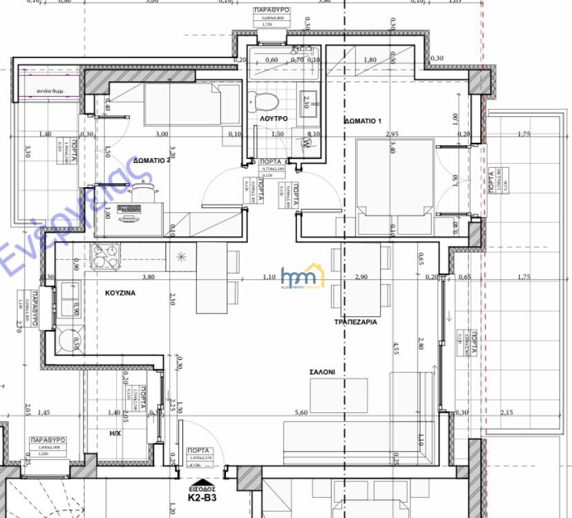 (for sale) Residential Apartment || Thessaloniki Suburbs / Thermi - 86.0sq.m, 2 B/R,240.000€