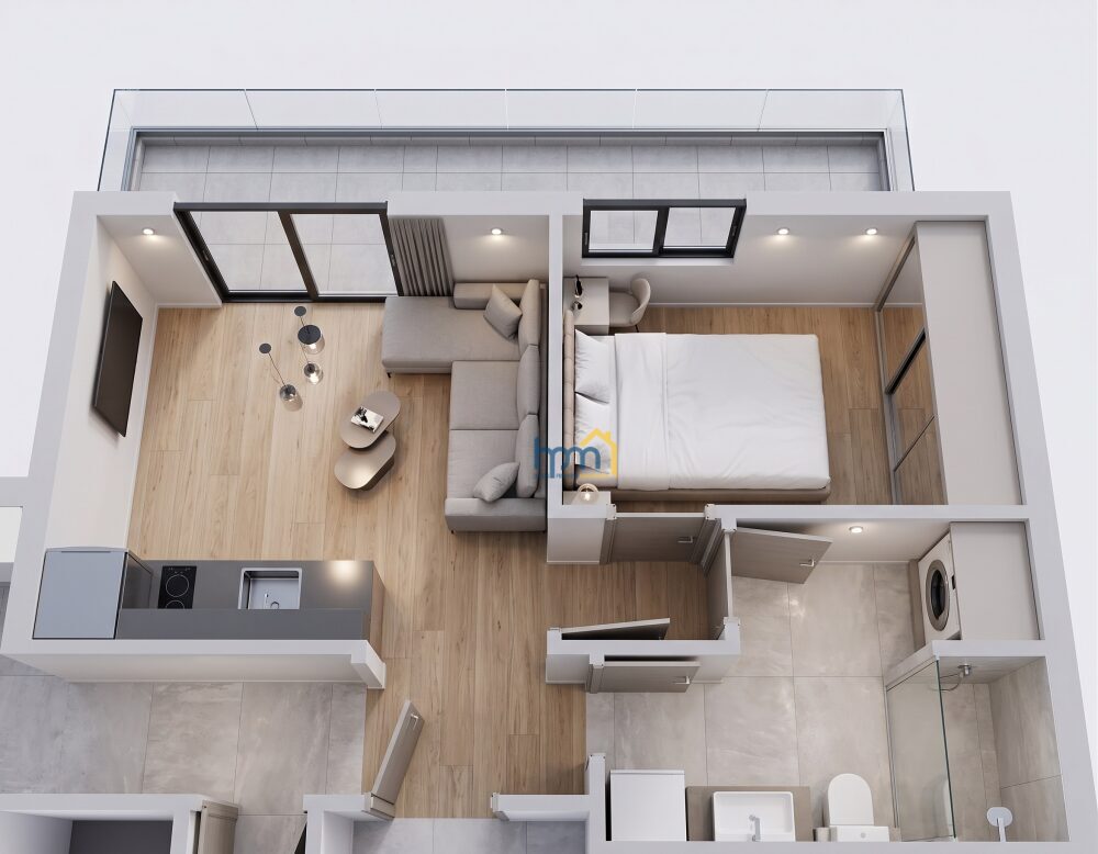 (for sale) Residential Studio || Thessaloniki Center / Analipsi - Mpotsari - Nea Paralia - 40.0sq.m, 1 B/R,155.000€