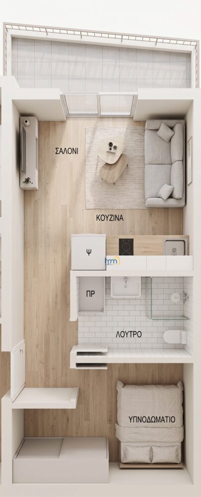 (for sale) Residential Studio || Thessaloniki Center / Toumpa - 25.0sq.m, 1 B/R,110.000€