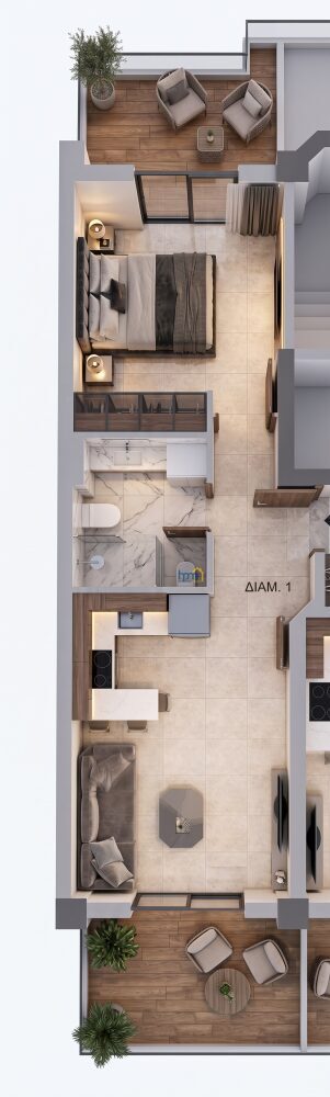 (for sale) Residential Studio || Thessaloniki Center / Toumpa - 55.0sq.m, 1 B/R,190.000€